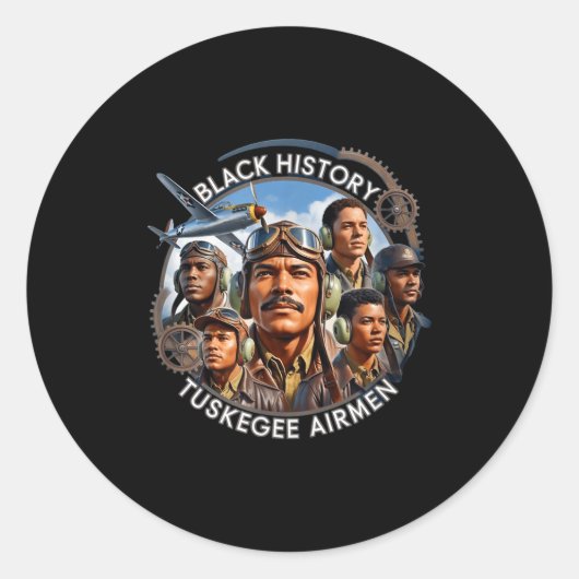 Sticker Rond Pilotes noirs rétro histoire des Noirs seconde gue (Devant)