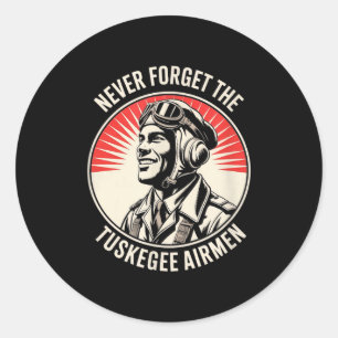 Sticker Rond Pilotes noirs rétro histoire noire monde guerre 2