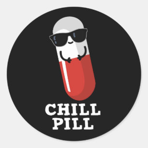 Sticker Rond Pilule pilule Cool médecine pun Dark BG