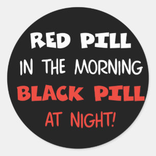 Sticker Rond Pilule rouge noire