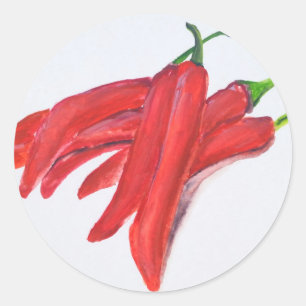 Sticker Rond Piments piment chauds rouges