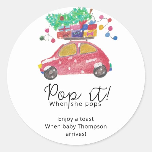 Sticker Rond Pin arbre sur voiture rouge Pop it (Devant)