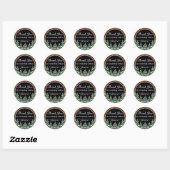 Sticker Rond Pin de la Forêt de Neige Noire Merci d'anniversair (Feuille)