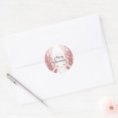 Sticker Rond Pin de Noël Rouge Décoration Neige Belle (Enveloppe)