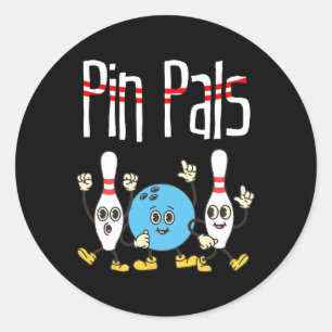 Sticker Rond Pin Pals Bowling Ball Et Pins Danser Mème Kawaii
