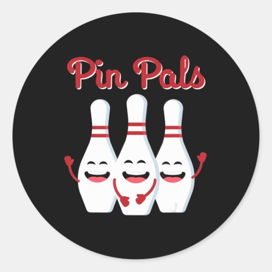 Sticker Rond Pin Pals Cute Bowling Pour Hommes Femmes Et Enfant (Devant)