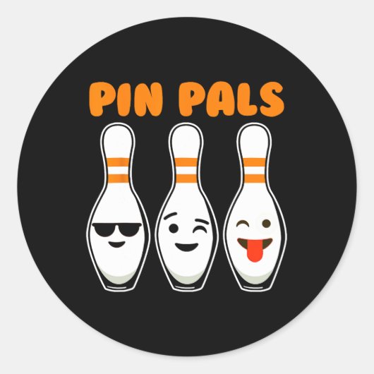 Sticker Rond Pin Pals Cute Funny Bowling (Devant)