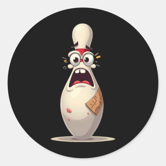 Sticker Rond Pin Peur Drôle Bowling Lover Bowlers Graphique Pou (Devant)