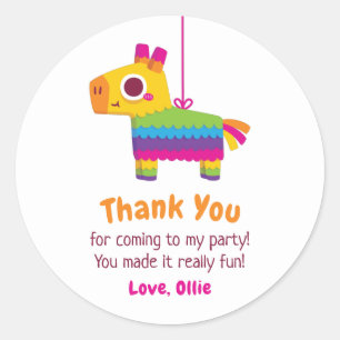 Sticker Rond Pinata Mexicain Mignon Merci Anniversaire Enfants
