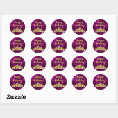Sticker Rond Pinceau violet et couronne d'or Anniversaire (Feuille)