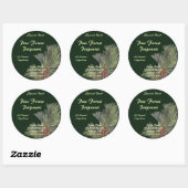 Sticker Rond Pine Bough sur Forest Green (Feuille)