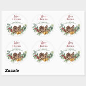 Sticker Rond Pine Cone Jingle Bells Noël Adresse de retour (Feuille)