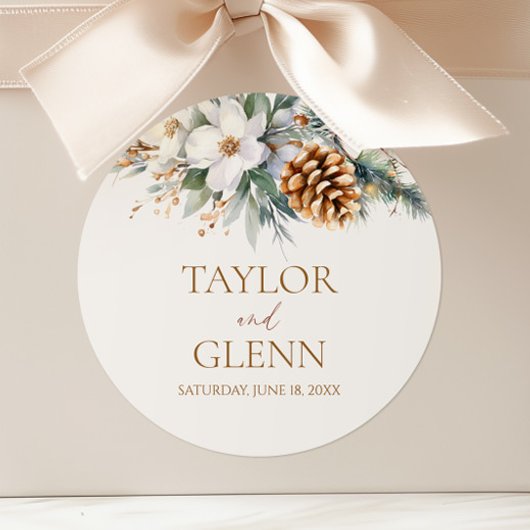 Sticker Rond Pine d'hiver Fleur Floral Jardin Mariage