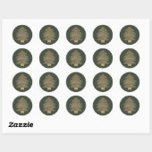 Sticker Rond Pine Green Gold Glitzy Parties scintillant Arbre d (Feuille)