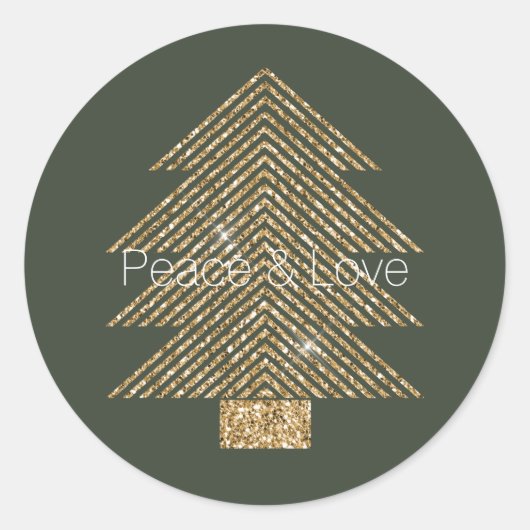 Sticker Rond Pine Green Gold Glitzy Parties scintillant Arbre d (Devant)