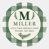 Sticker Rond Pine Needle Lane Monogram - Deep Pine Green (Devant)