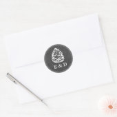 Sticker Rond Pine Rustique Cones Chalkboard Mariage Faveur (Enveloppe)