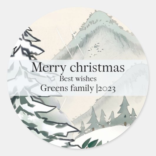 Sticker Rond Pine Rustique forêt d'hiver élégant Noël chic (Devant)