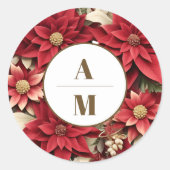 Sticker Rond Pine Rustique Poinsettia Floral Mariage de Noël (Devant)