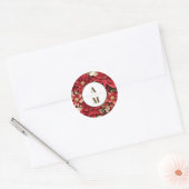 Sticker Rond Pine Rustique Poinsettia Floral Mariage de Noël (Enveloppe)