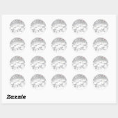 Sticker Rond Pine Tree Branches Balls Blancs Joyeux Noël (Feuille)