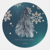 Sticker Rond Pine Tree - Christmas Cute Nom de famille (Devant)