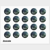 Sticker Rond Pine Tree & Lights Soirée d'hiver Mariage Faveur (Feuille)