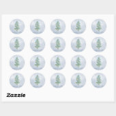 Sticker Rond Pine Tree Merry Blue Bokeh (Feuille)