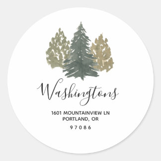 Sticker Rond Pine Tree Noël Retour Adresse Enveloppe Phoques