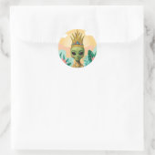 Sticker Rond Pineapple Alien – Art Fruit Tropical Drôle (Sac)