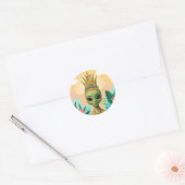 Sticker Rond Pineapple Alien – Art Fruit Tropical Drôle (Enveloppe)