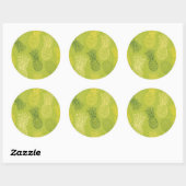 Sticker Rond Pineapple Outline Pattern on Green (Feuille)