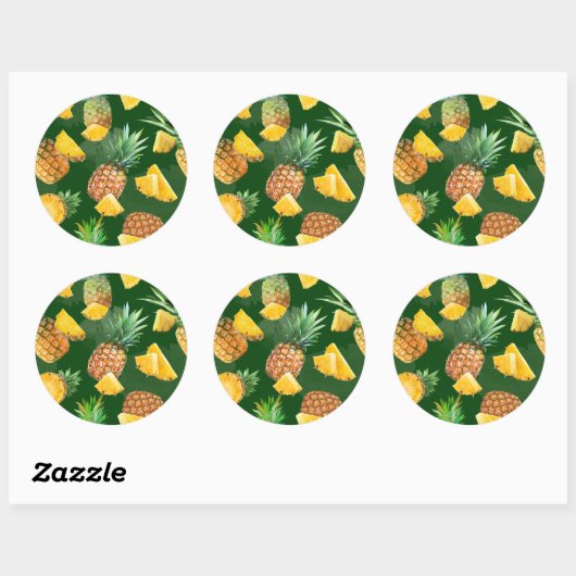 Sticker Rond Pineapple Pattern 9 (Feuille)