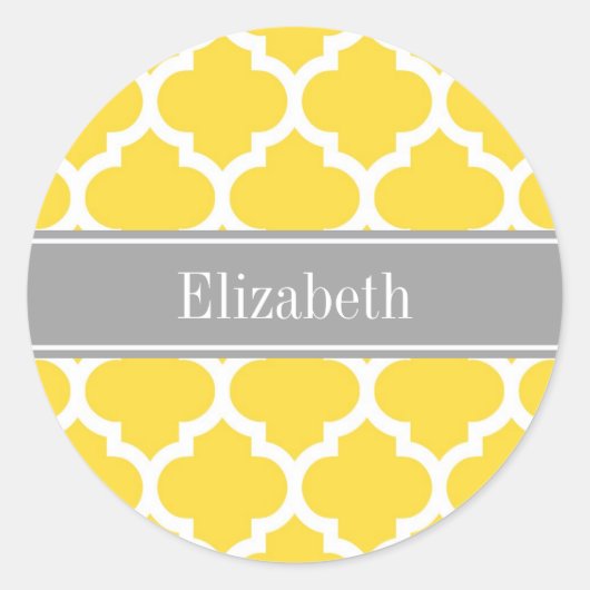 Sticker Rond Pineapple Wht Moroccan #5 Dk Gray Name Monogram (Devant)