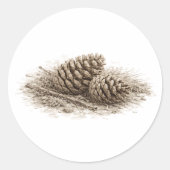 Sticker Rond Pinecones in Bloom Soft Monochrome Woodland on (Devant)