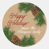 Sticker Rond Pinecones personnalisés aiguilles de pin Branches  (Devant)