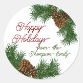 Sticker Rond Pinecones personnalisés aiguilles de pin Branches  (Devant)
