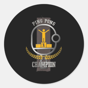 Sticker Rond Ping Pong Champion Amusants Table Tennis Player Ca