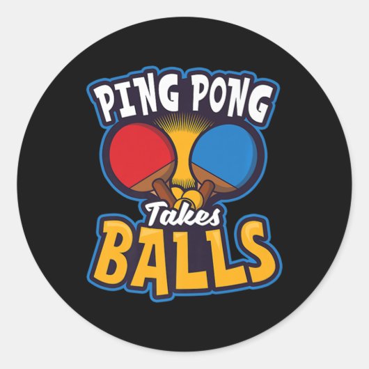 Sticker Rond Ping Pong prend des balles Design Table Tennis (Devant)