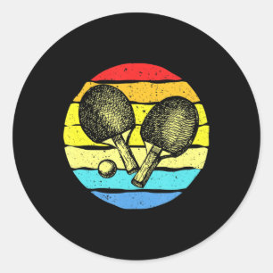 Sticker Rond Ping Pong Table Tennis Amateurs Retro