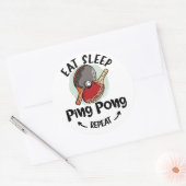 Sticker Rond Ping pong Table Tennis Anniversaire manger dormir (Enveloppe)