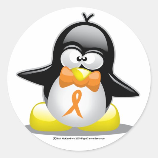 Sticker Rond Pingouin à ruban orange (Devant)