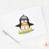 Sticker Rond Pingouin à ruban orange (Enveloppe)