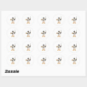 Sticker Rond Pingouin as Painter with Paint brush & Colour (Feuille)
