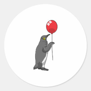 Sticker Rond Pingouin avec ballon