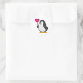Sticker Rond Pingouin avec ballon cardiaque (Sac)