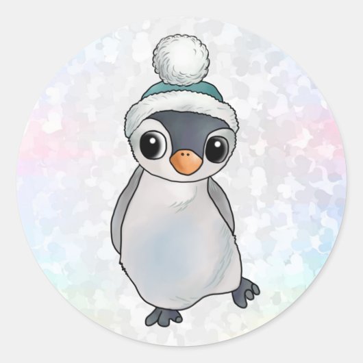 Sticker Rond Pingouin avec casquette (Devant)