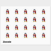 Sticker Rond Pingouin avec Écharpe (Feuille)