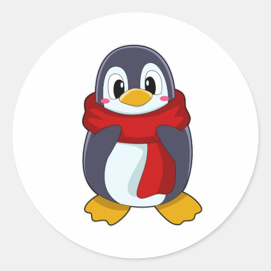 Sticker Rond Pingouin avec Écharpe (Devant)