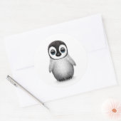 Sticker Rond Pingouin bébé mignon sur blanc (Enveloppe)